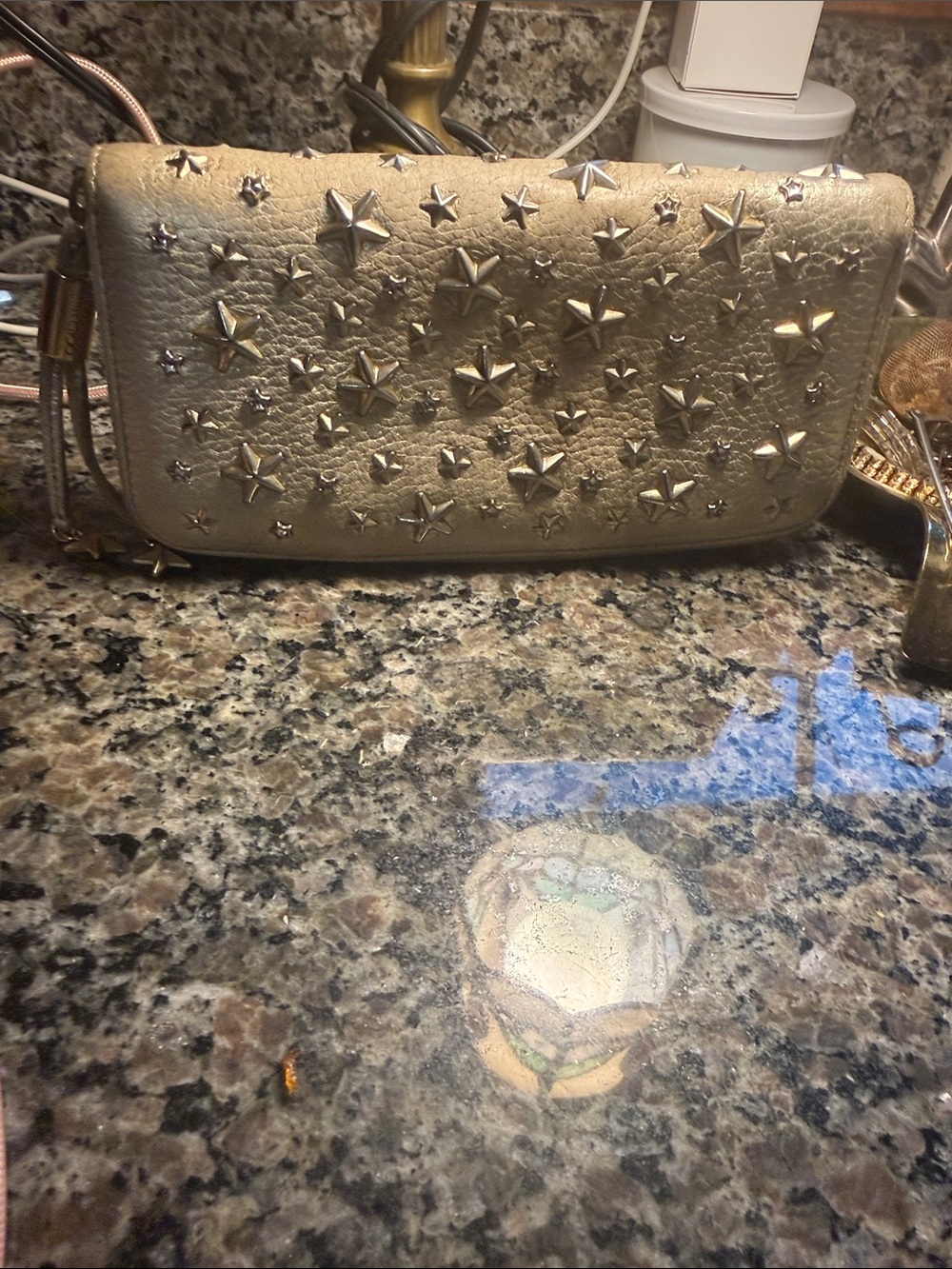 Gold Star-Studded Women's Crossbody Clutch